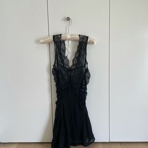 La Perla slip dress in black embroidered tulle